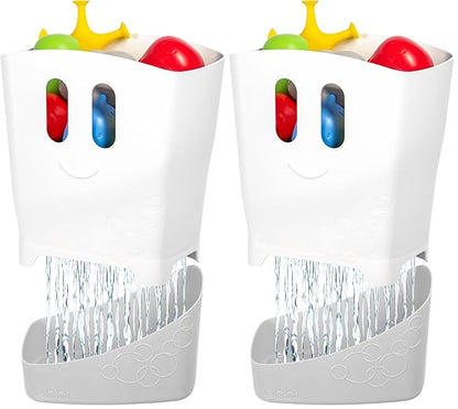 Ubbi Freestanding Bath Toy Organizer Bath Caddy with Removable Drying Rack Bin and Scoop for Toddlers and Baby, Gray (Pack of 2)