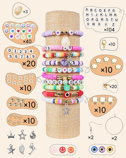 BestNow Clay Beads Bracelet Making Kit 5000 Pcs Friendship Bracelet Kits Flat Beads for Jewelry Making Polymer Heishi Beads Set for Bracelet Necklace DIY Crafts Gift for Girls Ages 6-12
