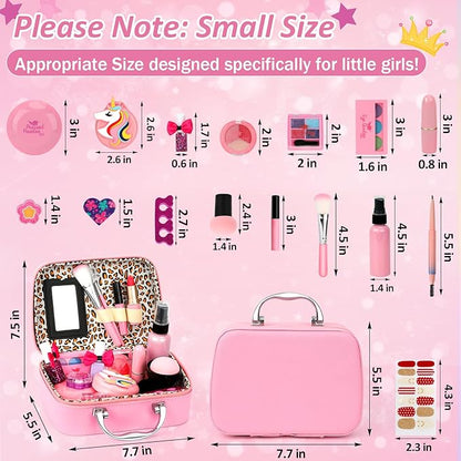 Kids Washable Makeup Girl Toys - Kids Makeup Kit for Girl, Real Make Up Set, Little Girls Makeup Kit for Toddler Kid Children Princess, Christmas Birthday Gift Toys for Girl 4 5 6 7 8 9 10 Year Old