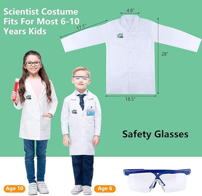 INNOCHEER Kids Science Experiment Kit with Lab Coat Scientist Costume Dress Up and Role Play Toys Gift for Boys Girls Kids Age 6+ Christmas Birthday Party