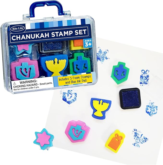 Chanukah Rubber Stamp Kit Craft for Children 5 stamps with ink pad