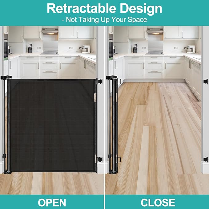 42 Inch Extra Tall Retractable Dog Gate Babies and Dogs Can't Get Under The Gate 55" Wide Retractable Baby Gates Extra Tall Baby Gate for Doorway Extra Tall Pet Gate Extra Tall Dog Gate for The House