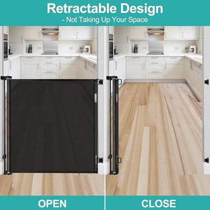 42 Inch Extra Tall Retractable Dog Gate Babies and Dogs Can't Get Under The Gate 55" Wide Retractable Baby Gates Extra Tall Baby Gate for Doorway Extra Tall Pet Gate Extra Tall Dog Gate for The House