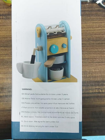 ICEKO Wooden Toy Coffee Maker Set with Grinder - 11pcs Realistic Play Kitchen Accessories for Kids - Pretend Play Toys - Kitchen Playset for Girls and Boys