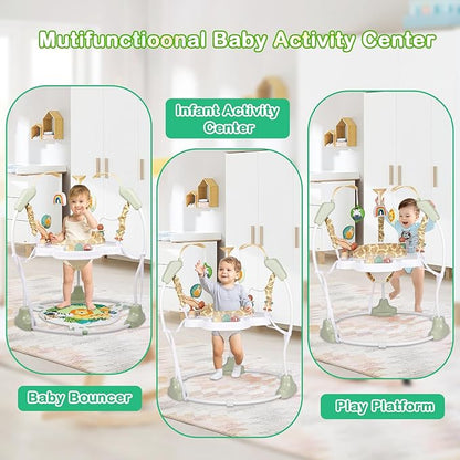 Baby Activity Center, Infant Jumpers and Bouncers with Music, Lights, Infant Toys, 360°Rotating Seat, 3 Adjustable Heights, Baby Play and Learning Center for 6+ Months