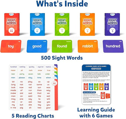 Skillmatics Flash Cards - 500 Sight Words for Preschool (Pre-K), Kindergarten, 1st, 2nd, 3rd Grade Gifts, Includes The Dolch & Fry Word List & 6 Unique Games