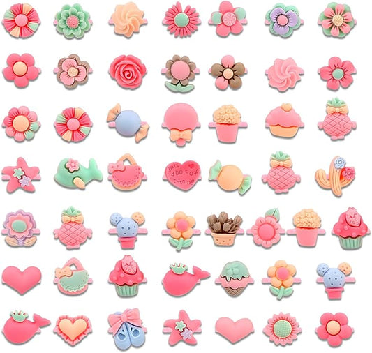 Little Girl Jewel Rings, Adjustable Pink Rings Girls Kids Pretend Play and Dress up Jewelry Set, Cute Rings with Display Case Party Favors Toys Gifts