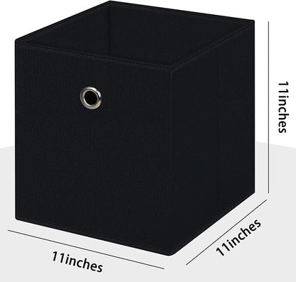 Foldable Storage Cubes Bins ,11 Inch Cloth Storage Cube Fabric Storage Box Cubes Organizer Baskets with Handles for Home Organizer Set of 10 (Black)
