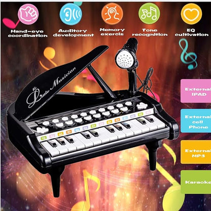 Love&Mini Toddler Piano - 24 Keys Black Baby Piano Toys with Microphone, Birthday Gifts for 3+ Year Old Girls and Boys