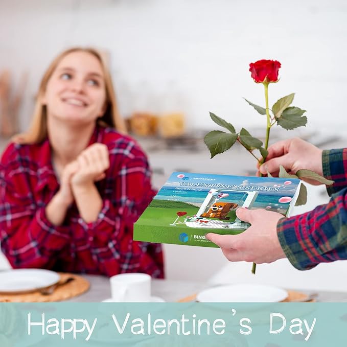 Nubee Valentine’s Brown Bear Building Toys Compatible for Lego, Cute Swing Bears Building Sets with Heart, Flowers, I Love You, Cupid's Arrow, Birthday Valentine Gifts for Boys Girls Aged 8+