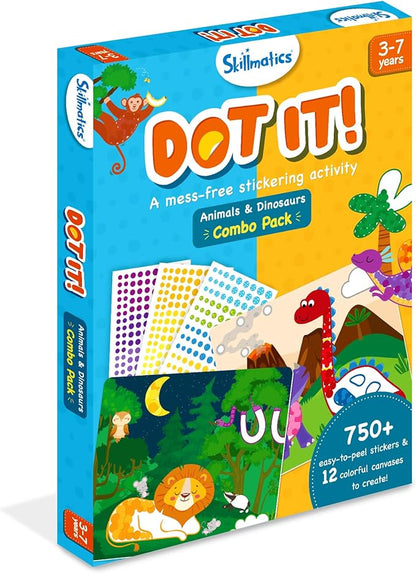 Skillmatics Art Activity - Dot It Combo, No Mess Sticker Art for Kids, DIY Craft Kits, Scrapbooking, Gifts for Boys & Girls Ages 3, 4, 5, 6, 7, Travel Toys for Toddlers