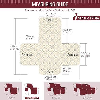 TAOCOCO Non-Slip Recliner Chair Cover Sofa Slipcover, Pet Cover for Large Recliner with Elastic Straps, Washable Chair Seat Cover Recliner Chair Furniture Protector (28'' Oversized, Wine)