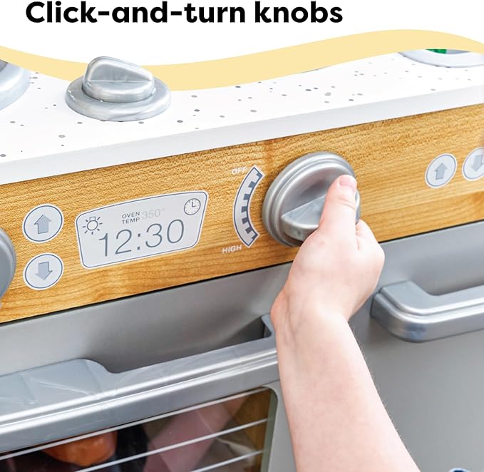 KidKraft Uptown Natural Wooden Play Kitchen with Play Phone, Chalkboard & Towel Rack, Gift for Ages 3+