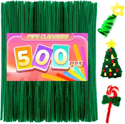 Praisebank 500pcs Christmas Green Pipe Cleaners, Pipe Cleaners, Pipe Cleaners for Crafts.
