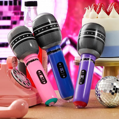 Sumind 30 Pcs Inflatable Microphones 9.4 Inch Blow up Plastic Fake Microphone Props Toys for Karaoke Musical Concert 80s 90s Singer Birthday Party Cosplay Stage Decoration Supplies(Vibrant Color)