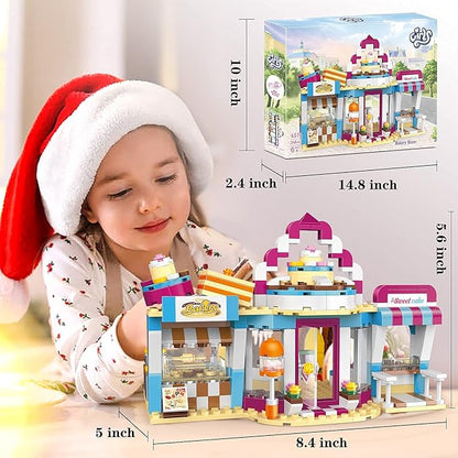 BRICK STORY Dream Girls Friends Bakery Building Sets 348 Pieces Cake Shop Baking Building Toys Dessert Store Construction Toys Christmas Birthday Gift for Kids Aged 6-12 and Up