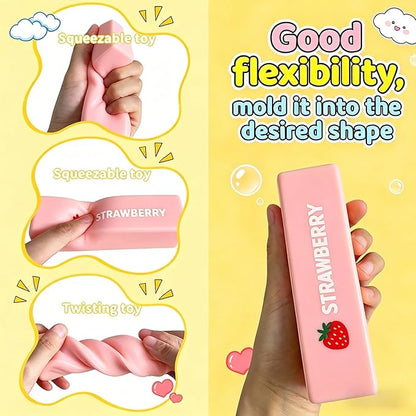 Slow Rebound Cute Butter Squeeze Stress Balls, 2026 New Squeeze Ball Realistic Butter Stick Soft Squeeze Toys, Upgrade Stress Relief Fidget Toys Wet Slow Rebound Stress Relief Toy (1, Pink)
