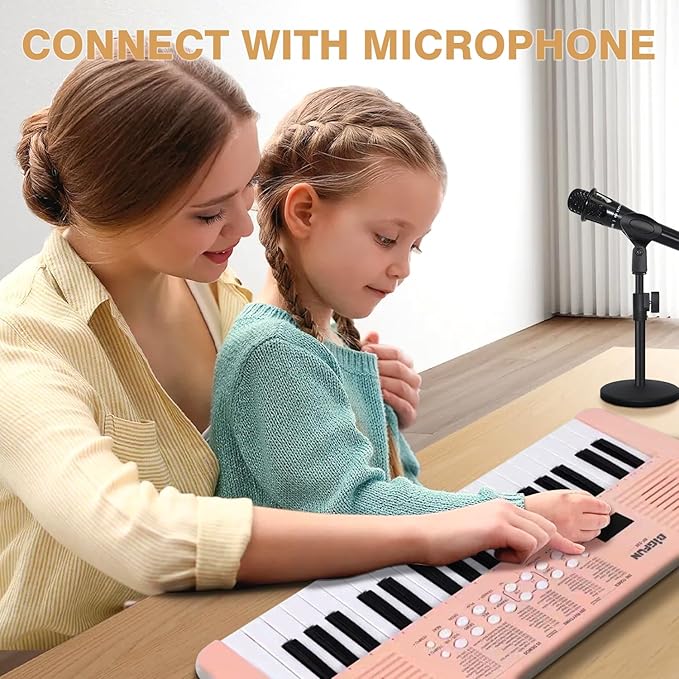 Raimy Kids Keyboard Piano with Two Speakers, 37 Keys Electric Music Instruments Piano Keyboard with Mic, Early Education Music Toddlers Children Toys Gifts for 3 4 5 6 7 8 9 10 11 12 Years Old Girls