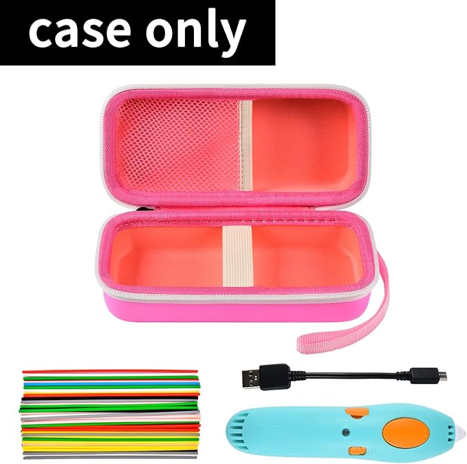 GWCASE Case Compatible with 3Doodler Start+ Essentials for 3D Pen Set for Kids, Storage Organizer Carrying Holder Fit for Printing Pens, Plastic Refill Blister, Micro-USB Charger (Box Only)-Pink