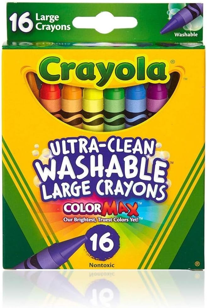 Crayola 52-3281 Large Washable Crayons Assorted Colors 16 Count (Pack of 2)