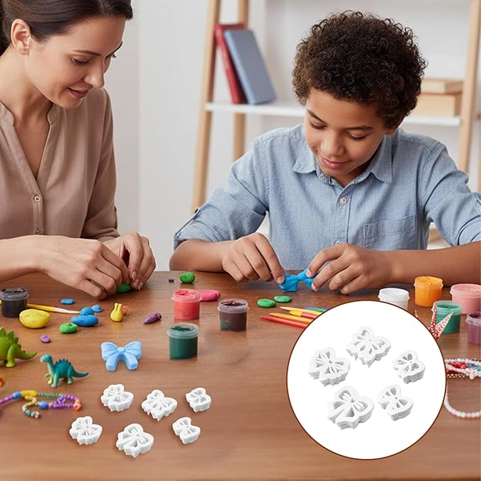 5 Pcs Clay Cutters Set, Bow Polymer Clay Cutter, Sweet Ribbon Polymer Clay Earring Tools Conquette Cute Clay Cutters for DIY Earrings Charms Crafts and Jewelry