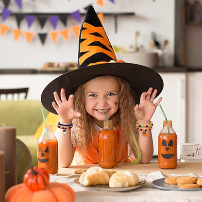 15PCs Halloween Bracelets Girls Boys Bracelets with Pumpkin Ghost Eyeball Clown Wizard Hat Skeleton Cat Halloween Pendants for Halloween Party Favors