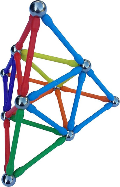 Magz Super 300 Magnetic Building Set consisting of 176 magnetized rods (2.3" Long) and 124 Nickel Plated Steel Balls (0.5" in Diameter) in a Wooden Box, Offered