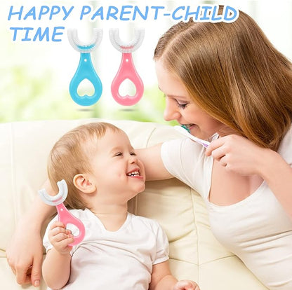 4 Pack U Shaped Toothbrush Kids, Soft Silicone Brush Head Whole Mouth with Handle 360 ° Oral Teeth Cleaning Design for Toddler Toothbrushes Age 2-6