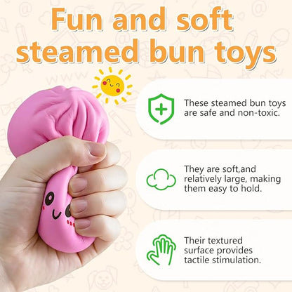 Glitter Dumpling Squishy,Dumpling Squishies,Glitter Dumpling Mystery Box,Colorful Dumpling Stress Balls Fidget,Jumbo Squishy Toy with Steamer Box,Soft Squeeze Decompression Dough (Purple)