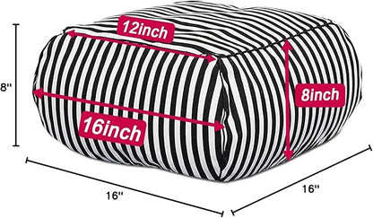 Stuffed Floor Cushion with Cotton Canvas Washable Zebra Cover and Foam Filling, Doubles as Cozy Bean Bag and Square Footstool for Relaxing in Living Room, Bedroom, or Terrace Yoga Meditation Seat.