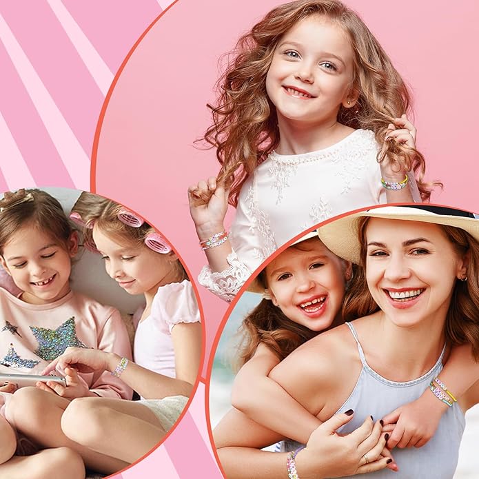 60 pcs Colorful Kids Friendship Bracelet Sets, Stackable Elastic Cute Beaded Bracelets Princess Pretend Play Bracelet Preppy Bracelets Bulk Set for Women Gift
