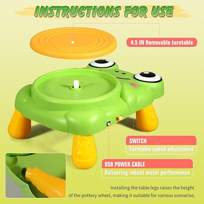 Pottery Wheel for Kids Complete Pottery Painting Kit Arts and Crafts for Kids Ages 3-12 with 4 Pack Pottery Clay,Sculpting Tools, DIY Kits Clay Maker for Beginners Art Supplies Toys for Girls Boy