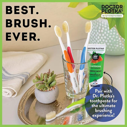 MOUTHWATCHERS Dr Plotkas Extra Soft Flossing Toothbrush Manual Soft Toothbrush for Adults, Ultra Clean Toothbrush, Good for Sensitive Teeth and Gums, Multicolor - 6 Pack