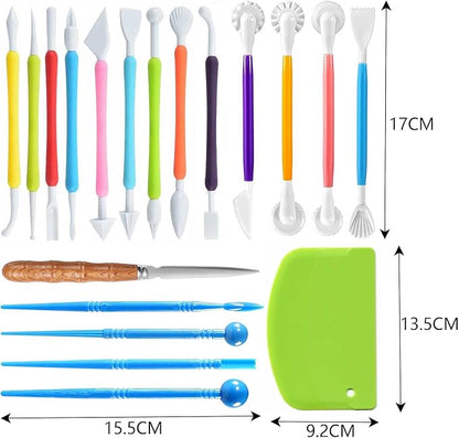 Langqun Air Dry Clay Sculpting Tools, Modeling Shaping Embossing for Kids and Adults,Polymer Clay Tools,Pottery Tools Kit 19Pcs