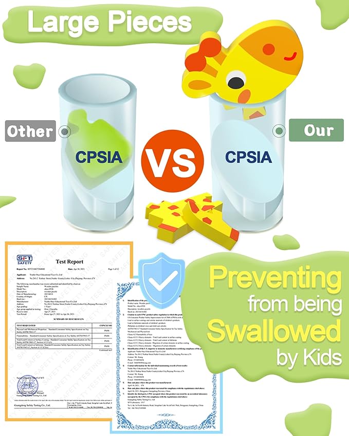 Benresive Wooden Toddler Puzzles, 6pcs Animal Montessori Toys for 1-3 Year Old Boys & Girls, Learning Educational Preschool Toys, Great Gifts for 1 2 3 Year Olds