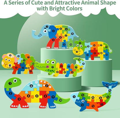 6 Pack Wooden Animal Puzzles for Toddlers Ages 3-5, Montessori Toys, Jigsaw Puzzles for Kids, Learning Toys for 3 Year Olds Preschool Fine Motor Skills - Easter Gifts