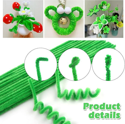 TOAOB 100pcs Pipe Cleaners Light Green Pipe Cleaners Chenille Stems 6mm x 12 Inch Fuzzy Sticks Craft Supplies for Art DIY Crafts Decorations