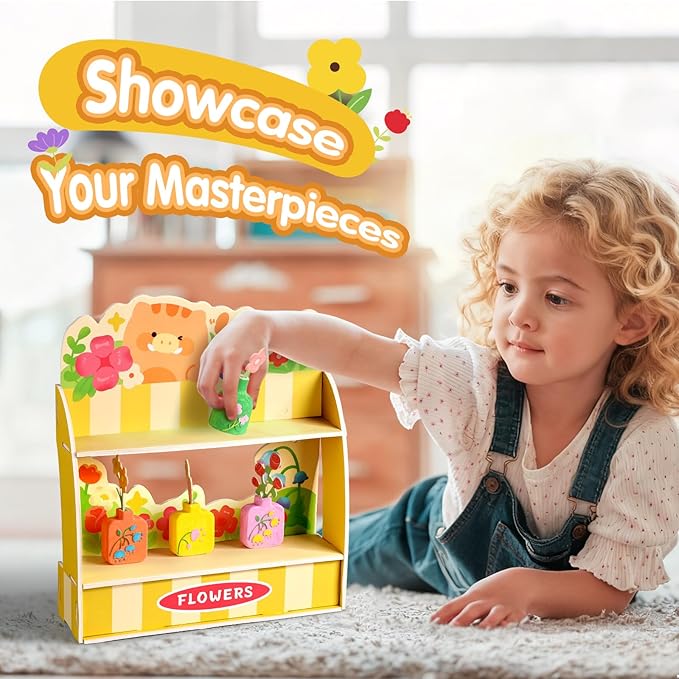 Crelloci DIY Mini Plaster Flower Vase Craft Kit – 3D Painting & Flower Arranging Toy for Kids – Creative Arts and Crafts Set for Girls Ages 3-8, Preschool Art Gift