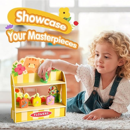 Crelloci DIY Mini Plaster Flower Vase Craft Kit – 3D Painting & Flower Arranging Toy for Kids – Creative Arts and Crafts Set for Girls Ages 3-8, Preschool Art Gift