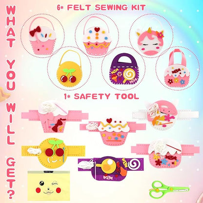 Fudragtn First Sewing Kit for Kids, Learn to Sew for Girls， My First Sewing Kit， Kids' Arts and Crafts Project， Candy Theme Party， Creative Activities for Kids， Candy Land Themed Classroom
