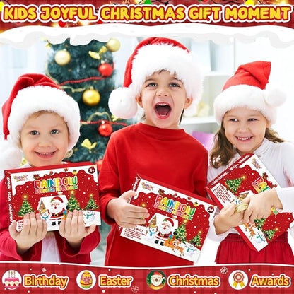 FEREDO KIDS Party Favors for Kids: 16 Pack Christmas Rainbow Scratch Art Notebook Classroom School Supplies Bulk for Girls Boys Goodie Bags Stuffers, Return Gifts for Birthday Party Gift Kid Crafts