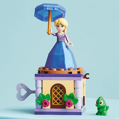 LEGO Disney Princess Twirling Rapunzel 43214 Building Toy with Diamond Dress Mini-Doll and Pascal The Chameleon Figure, Wind Up Toy Rapunzel, Disney Collectible Toy for Girls & Boys Age 5+ Years Old