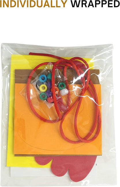 4E's Novelty Thanksgiving Necklace Crafts for Kids Bulk – 12 Pack DIY Turkey Necklace Craft for Kids with 4 Styles, Thanksgiving Favors for Kids, Thanksgiving Toddler Craft, & Turkey Craft Kit