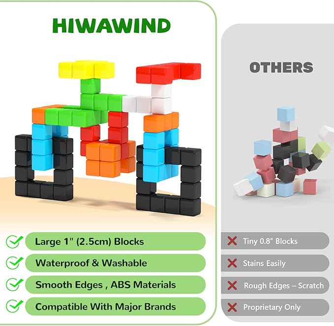Hiwawind 40pcs Magnetic Blocks -Ideal Gifts for 3 4 5 6 Year Old,STEM Learning Toys for 3-5 Year Old Boys & Girls, Safe & Strong Building Blocks with ASMR Sounds,Classroom Must Haves