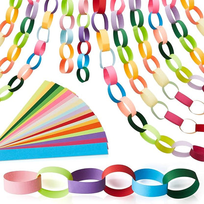 Lincia 2000 Sheets Paper Chain Garland Strips 1x8 Inch with Double Sided Tape, DIY Construction Paper Chains for Birthday Wedding Holiday Party Decorations, Crafts Supplies (Bright)