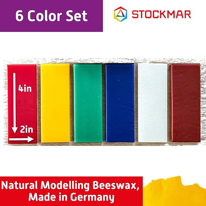 Stockmar Modelling Beeswax - 6 Color Beeswax Sheets Set - For Kids, Toddlers, and Artists looking for Waldorf Organic Art Supplies, Non Toxic Beeswax, Non Drying Beeswax Modeling Wax For Homeschoolers