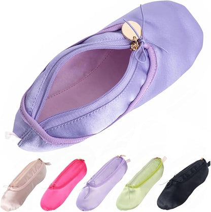 Ballet Dance Shoe Makeup Bag For Little Girls, Ballerina Slipper Makeup Pouch Bag, Ballet Pointe Shoes Gifts (Purple)