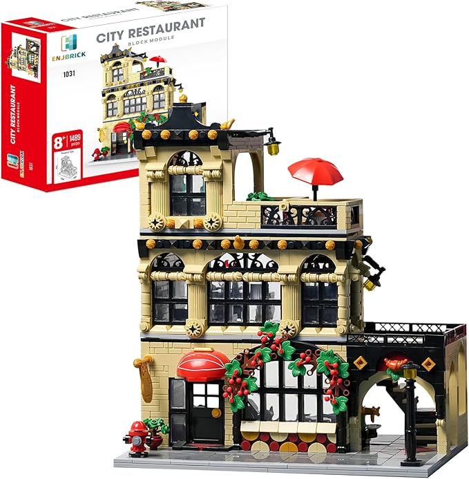 ENJBRICK Flowers City Restaurant Assembly Square Building kit for Adutls,Creator Building Sets for Girls 8-12 Years 1489 pcs