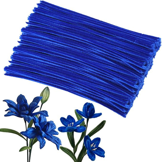 100Pcs Pipe Cleaners, Pipe Cleaners Craft, Chenille Stems Creative Craft Pipe Cleaners Flowers for Festivals Decorations, Crafting Pipe Cleaners Supplies for DIY Arts Making/Royal Blue