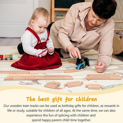 20 Pcs Straight Wooden Tracks Expansion Wood Train Track Pieces Connectors Adapters Male Male Female Female Train Track Wood Starting Wooden Bridge Accessories Compatible with Railroad Set